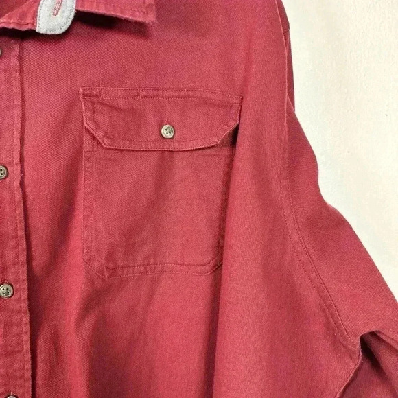 WRANGLER Men's Long Sleeve Shirt Size 3XL Button Down BURGUNDY Canvas Twill‎ Red - Picture 5 of 9